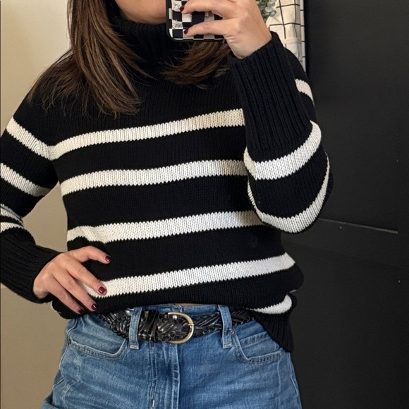 State of Cotton NYC The Wynn Striped Cotton Turtleneck Sweater. XS/S